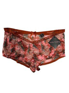 Body Frosting Womens 2X Lace Boyshort Panties Multicolor Abstract Print